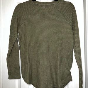 american eagle green waffle sweater